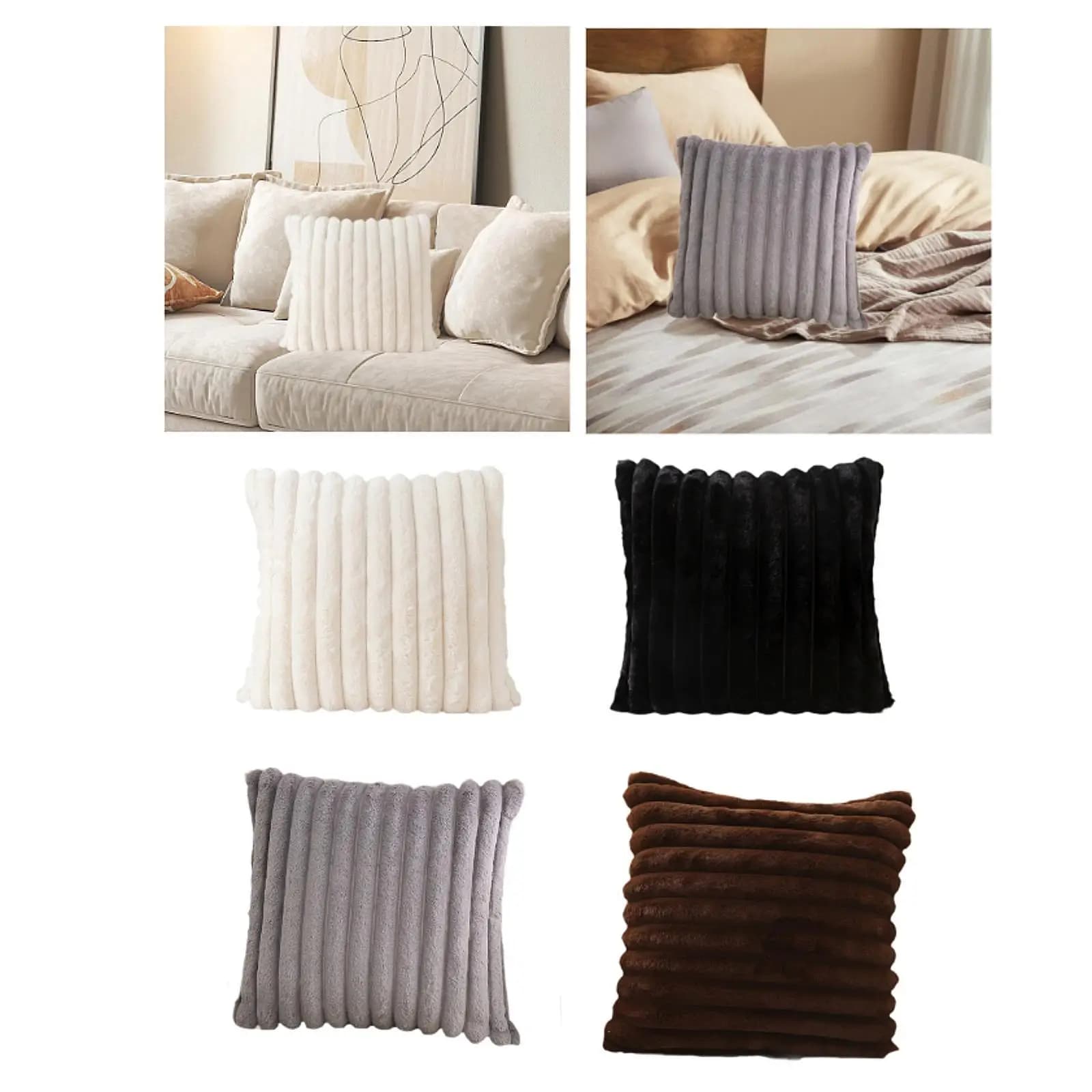 Fodera per cuscino in peluche in pelliccia sintetica 16x16 per divano, ufficio, hotel