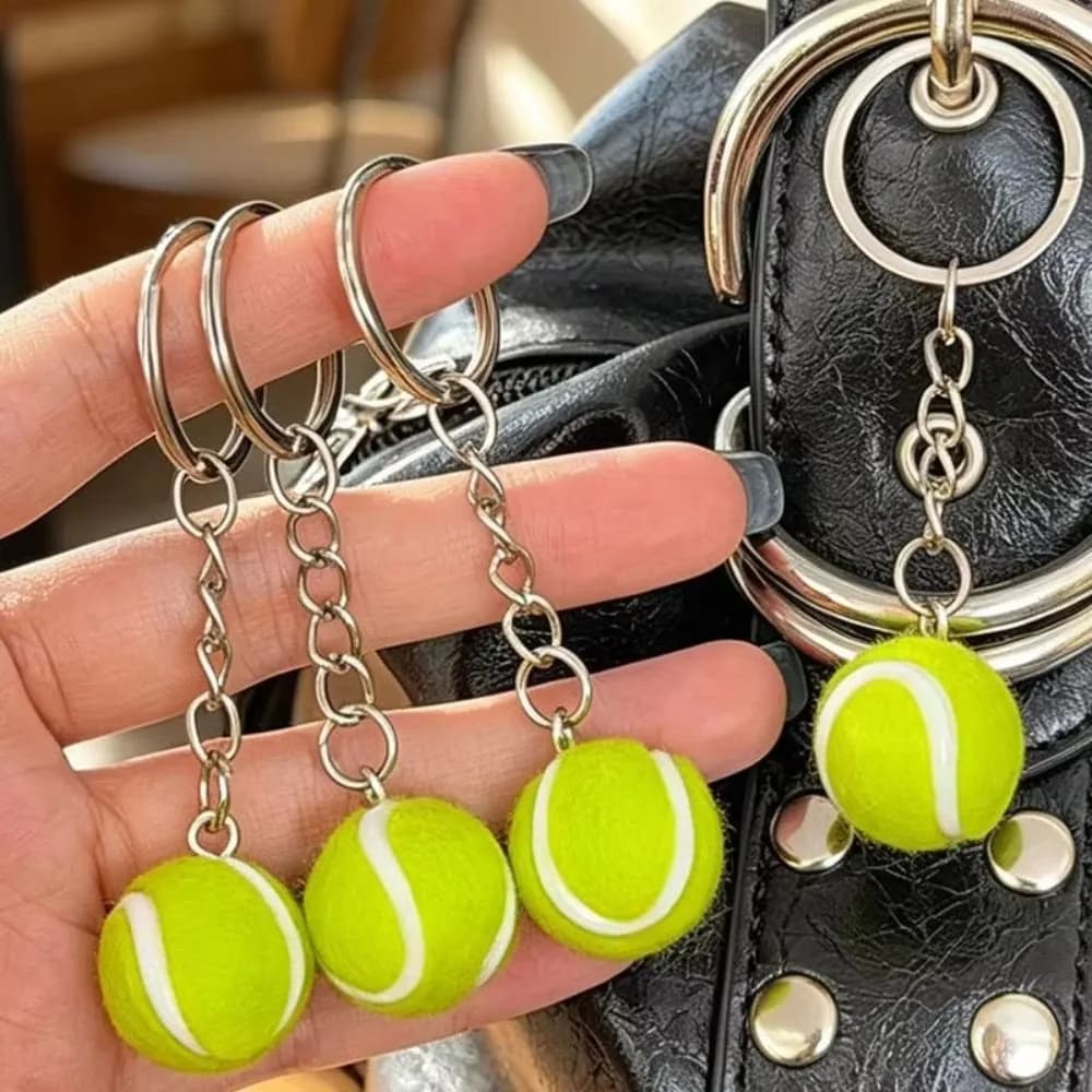 5-20Pcs Tennis Ball Keychain, Sports Theme Bag Charm, Wedding Birthday Party Favor Classroom Prize Gift Tennis Team Souvenir