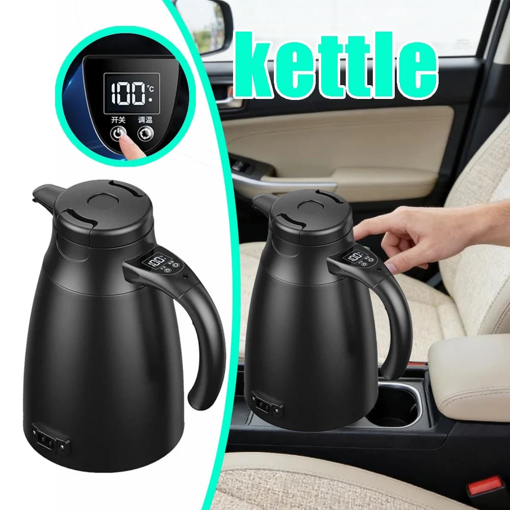 Scaldabagno Elettrico per Camion 12V 24V con Protezione Contro il Bollimento a Secco, Essenziale per Viaggi Lunghi e Viaggi su Strada, Bollitore Portatile per Auto