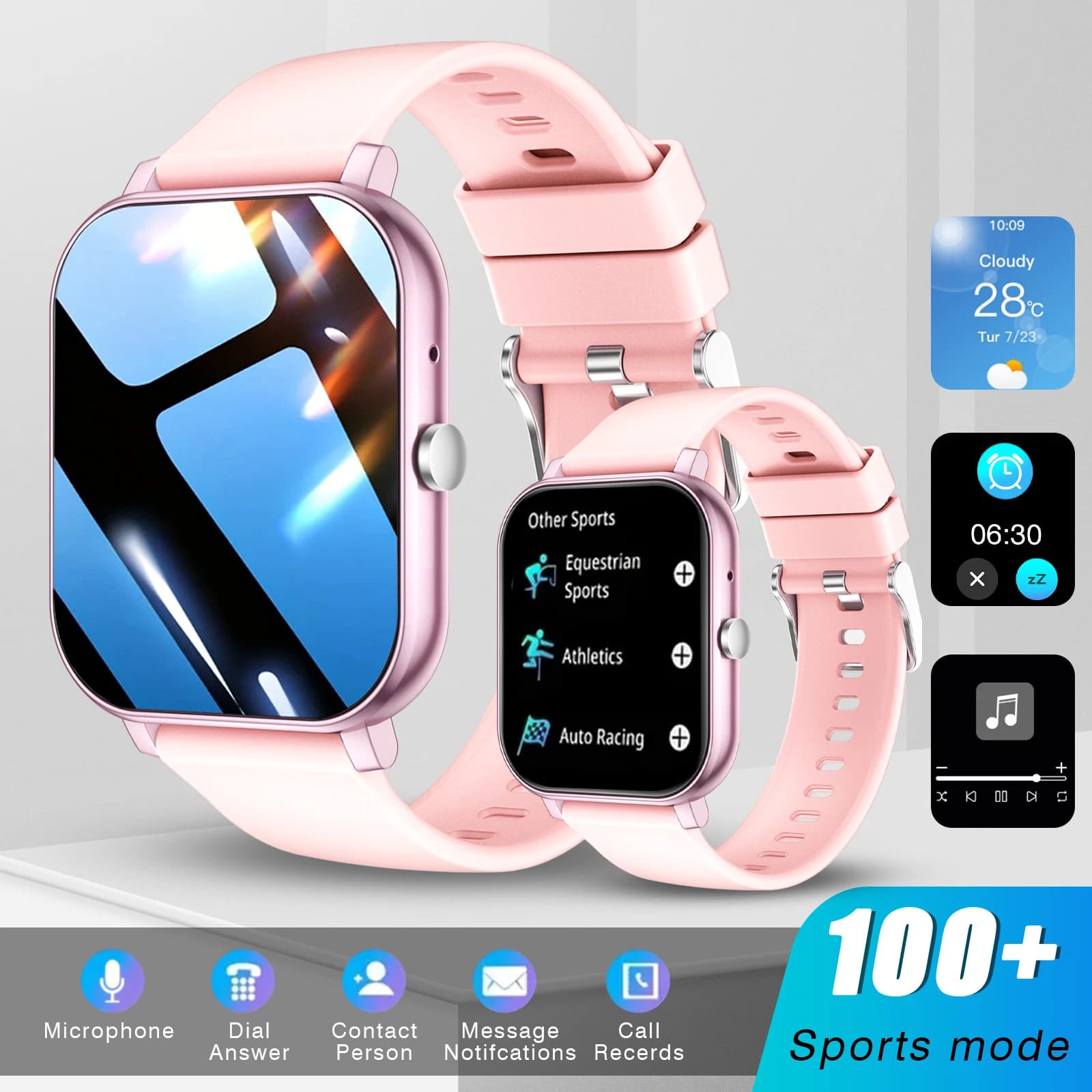 Smart Watch Smart Multifunction Sports Watch, Wireless Calls, Custom Squares, Music Control