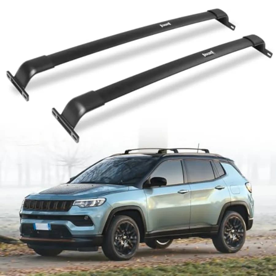 Barre Portatutto da Tetto da 220 libbre per Jeep Compass 2018-2026 con Barre Laterali, Portapacchi in Alluminio Nero Resistente