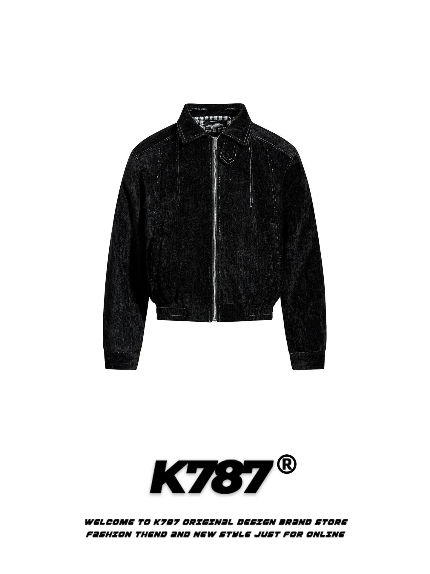 K787 American Style Retro Cotton Jacket Loose Fit Casual Couple's Coat Long Sleeve Zipper Closure Short Length Warmth