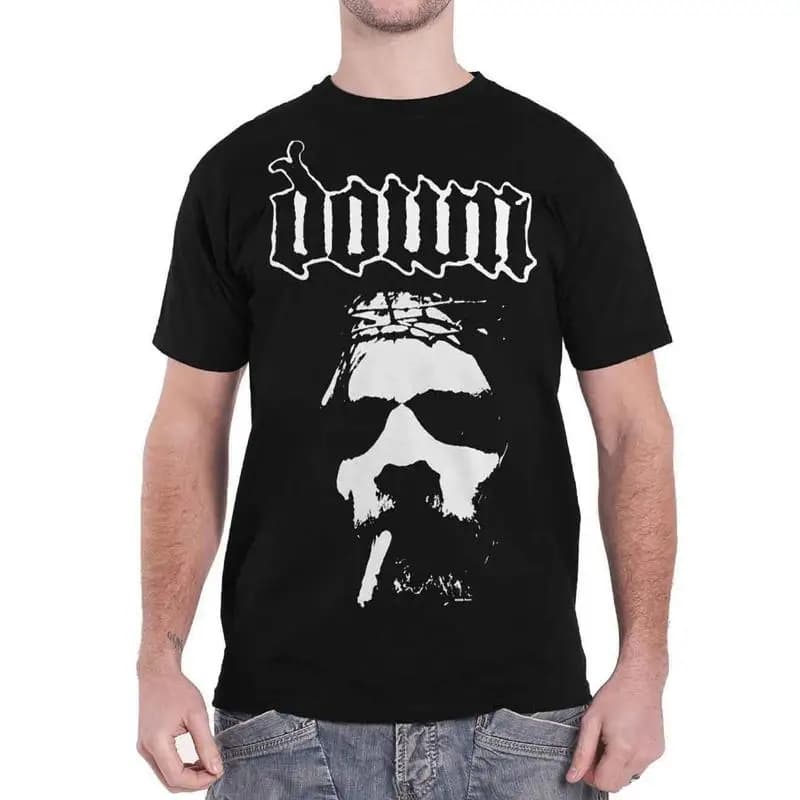 Down T Shirt Smoking Jesus Face Band Logo ufficiale da uomo nero
