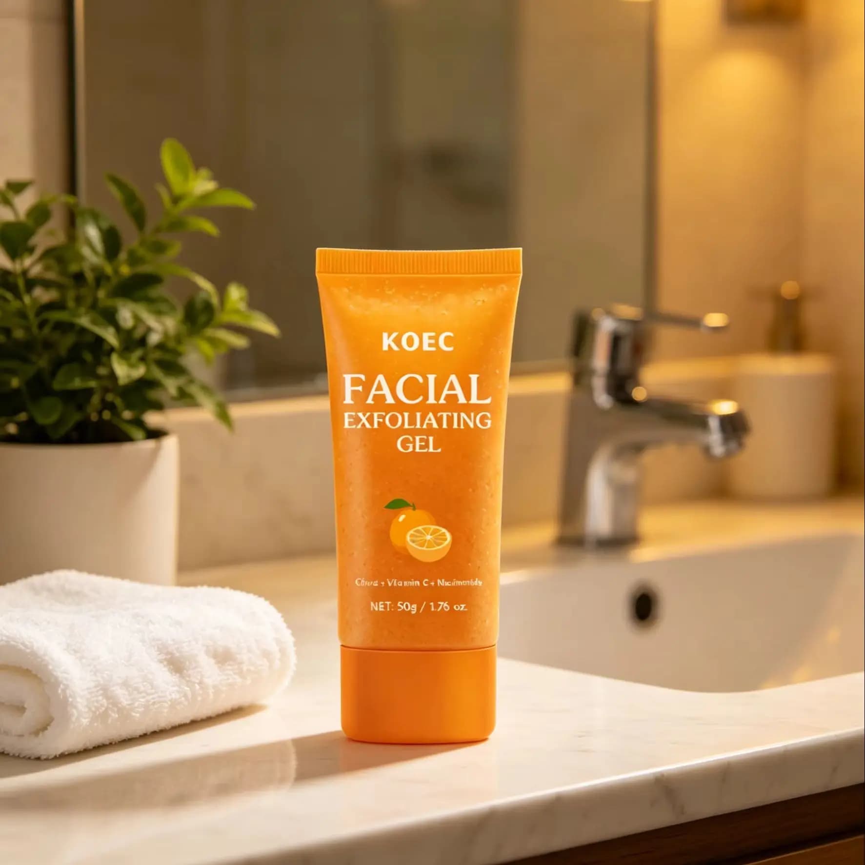 50g KOEC Citrus VitaminC Facial Exfoliating Gel Deep Cleansing Soothing Moisturzing Non-Greasy Lightweight Aloe Vera Niacinamide