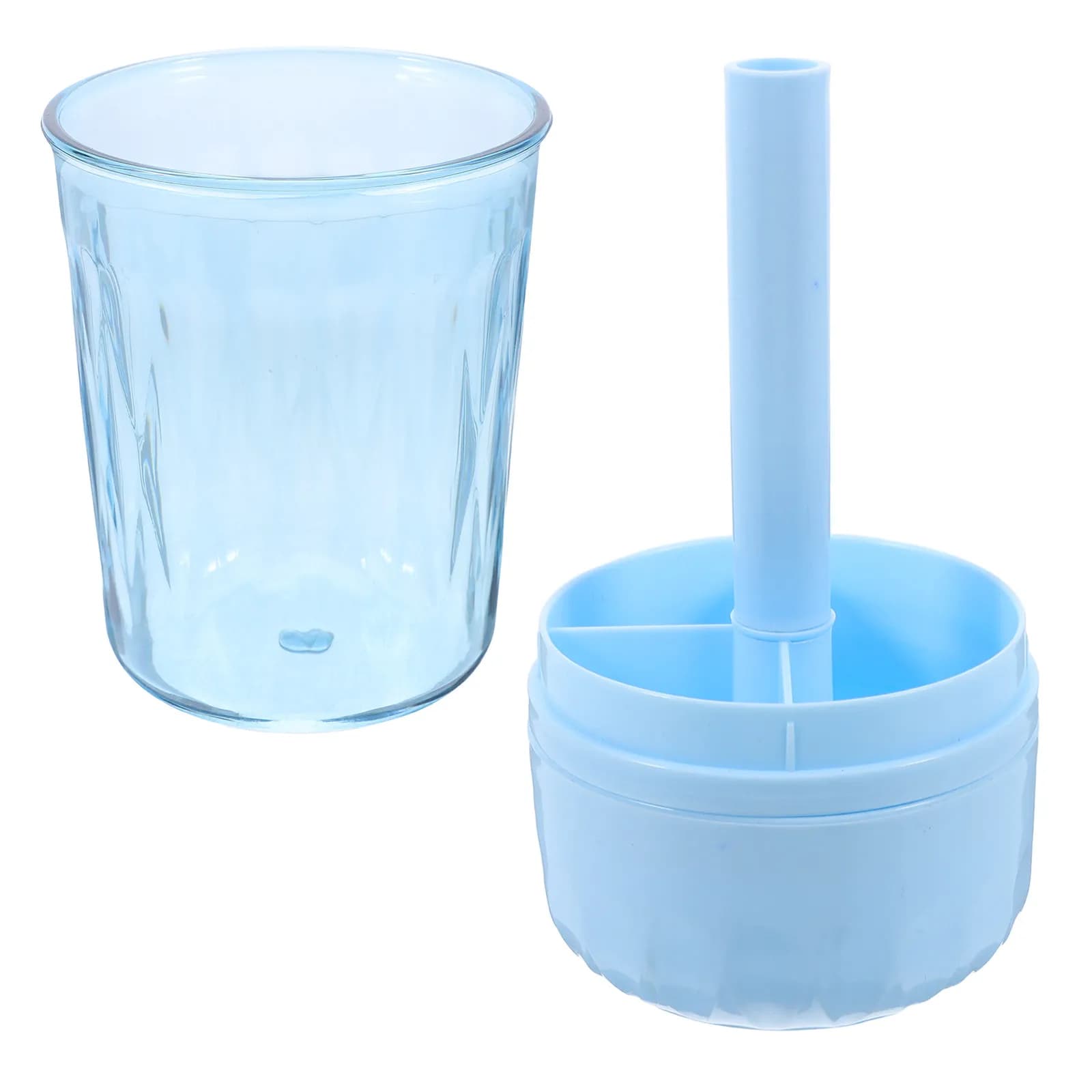 Multifunctional Travel Toothbrush Organizer Sleek Light Blue Toothbrush Holder with Top Brushing Cup Toothpaste Storage Dry