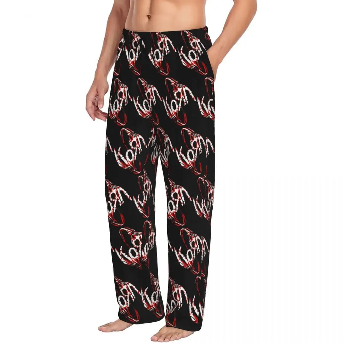 Pantaloni da pigiama da uomo con logo Korn Rock Band personalizzati Pantaloni da notte per dormire con tasche