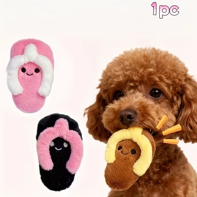 Slipper-Shaped Dog Chew Toy| Durable Polyester Blend Teeth Cleaning Slipper for Puppies, Ideal for Training and Teething