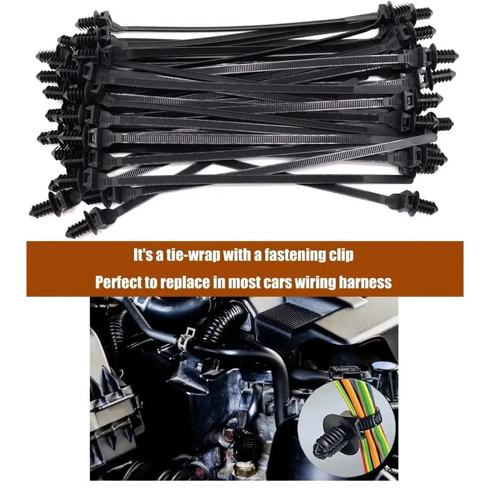 Kit organizer per cablaggio automobilistico Fascette per cavi in nylon resistente Elementi di fissaggio a scatto Clip per tubi dell'olio per cavi Cinghie di rilegatura