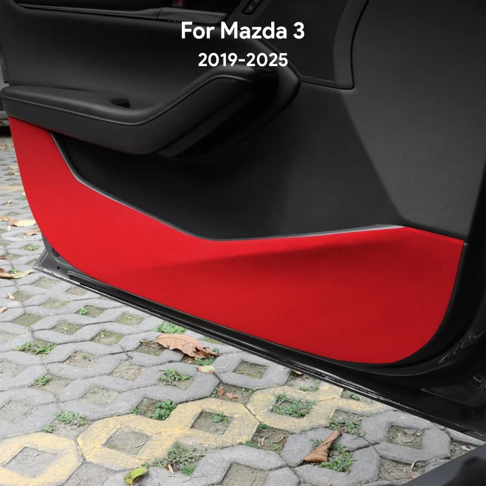 4 Pezzi Protezioni Anti-Graffio in Pelle Scamosciata per Portiere Auto Mazda 3 Axela 2019-2025 LHD RHD, Accessori Protettivi Neri e Rossi