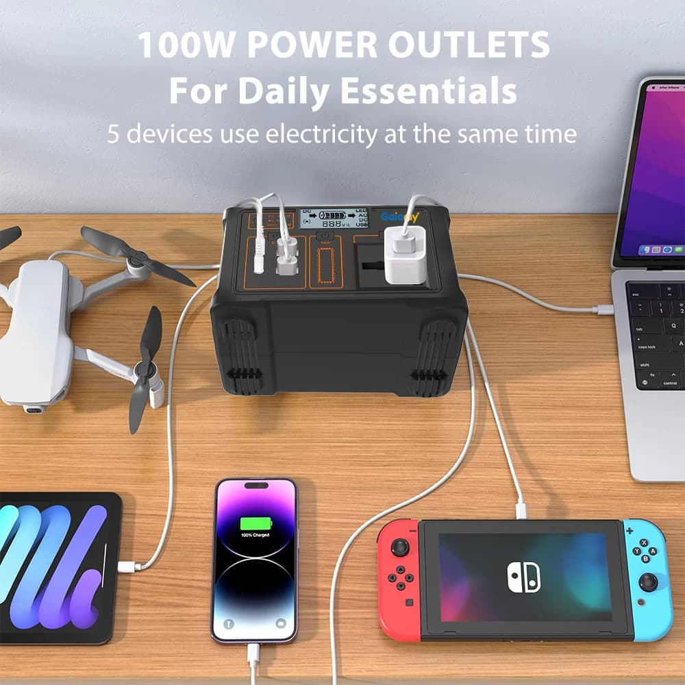 Gaiaray 100W Portable Power Station 76.8Wh LiFePO4 Battery Outdoor Solar Generator Power Bank UPS Backup Power For Home Camping