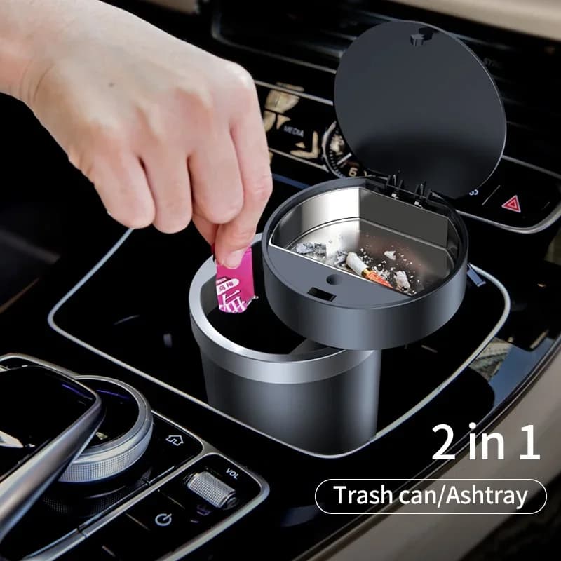 Hipacool Bidone della spazzatura per auto con coperchio Posacenere Bidone della spazzatura Organizzatore di stoccaggio Bidone della spazzatura per auto Borsa da 3 rotoli gratuita Accessori auto