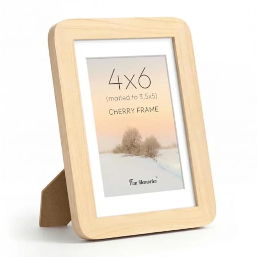 4x6 Picture Frame - Solid Maple Wood Frames with Plexiglass, Handcrafted Rounded Corner 4''x 6'' Frame Matted to 3.5x5, Tableto