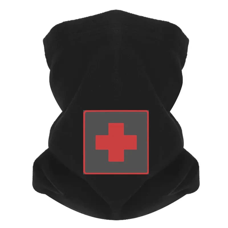 Simbolo medico con cornice quadrata croce rossa Uomo Sciarpa da esterno Maschera Ghetta per il collo Cappello Berretto da donna Copricapo Antivento Mantieni caldo l'inverno Multi