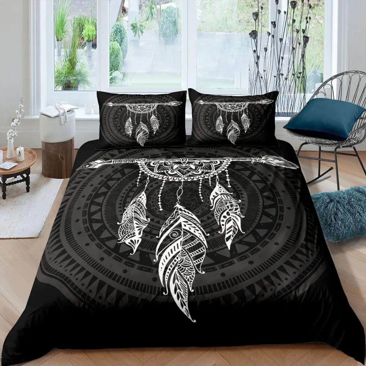 Dream Catcher Duvet Cover Set Kids Bohemian Mandala Bedding Set King Size Tie Dye Purple Boho Floral Gypsy 2/3pcs Quilt Cover