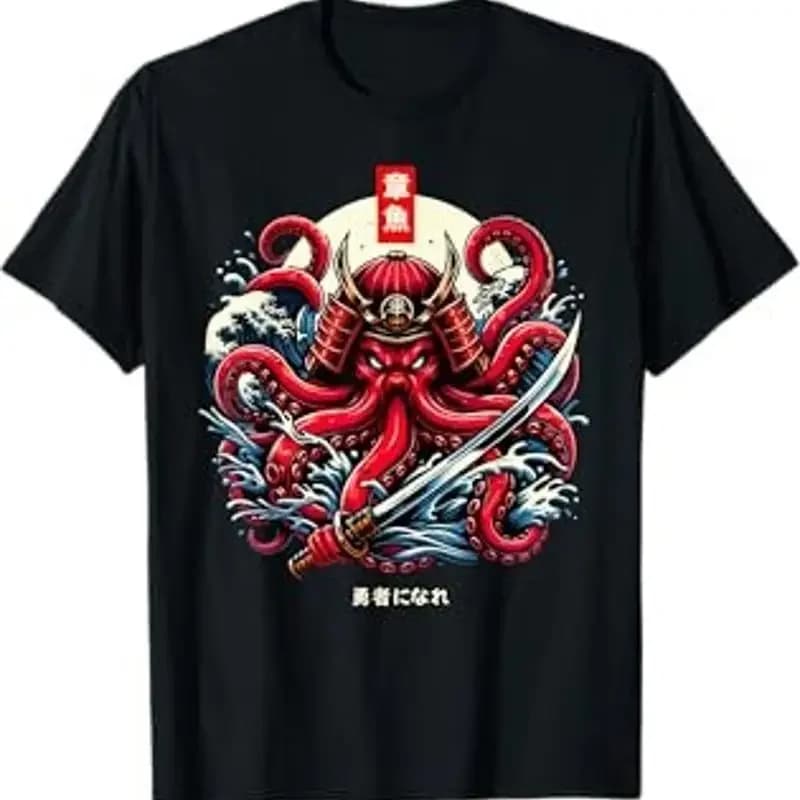 Japanese Octopus Tattoo Samurai Sword Men'S T Shirt