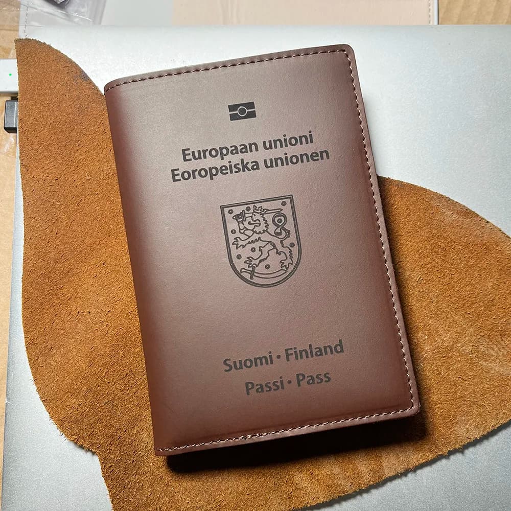 Custodia per passaporto finlandese in pelle 100% custodia per passaporto finlandese in vera pelle