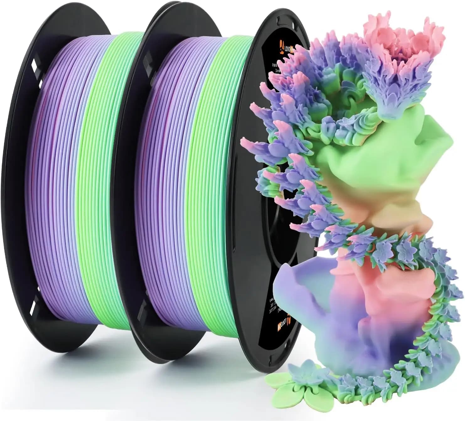Filamento PLA Opaco Sfumato Arcobaleno, Confezione da 2KG 1.75mm, Filamento per Stampante 3D che Cambia Colore, 2 Bobine
