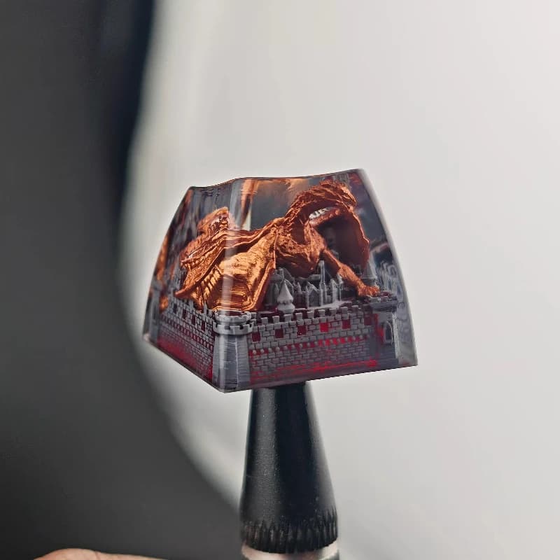 Keycaps Anime Drago Occidentale Castello in Resina Epossidica, Tasti Personalizzati Fai da Te per Tastiera Meccanica, Regali di Compleanno per Ragazzi e Gamer PC