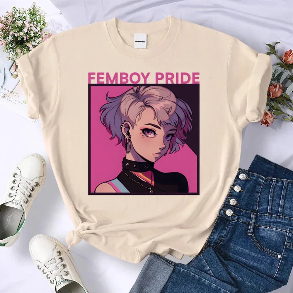 Camicia Femboy da donna Psichedelico Traspirante Retro Grunge Pastello da donna top tees Y2k Cultura pop Retro Punk Estetica colorata