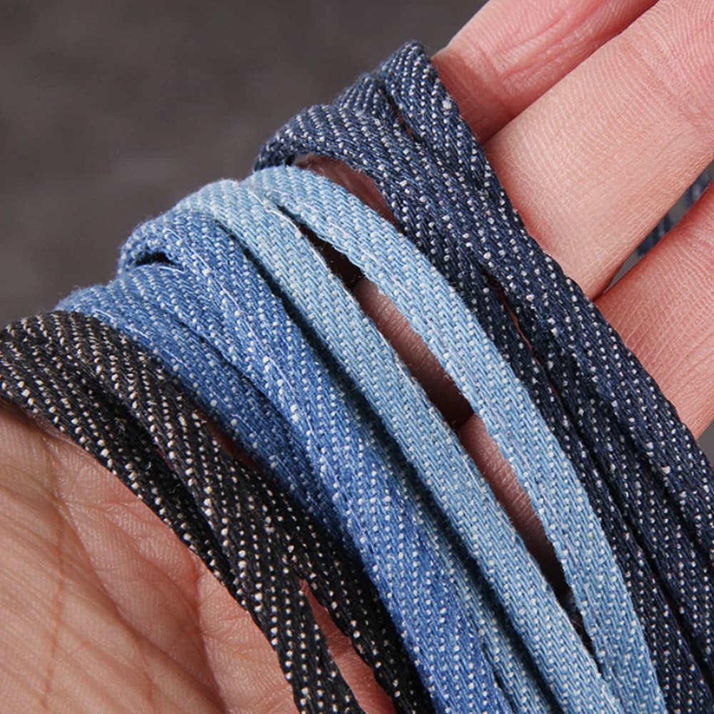 5 metri 5mm cinturino in denim cavo Falt corda in tessuto da cowboy per braccialetti artigianali fai da te accessori per capelli creazione di accessori per la casa