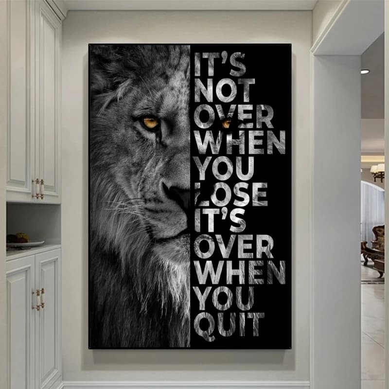 Wild Lion Letter Motivational Quote Art Posters and Prints Canvas Painting Wall Art Picture for Living Room Home Decor No Frame