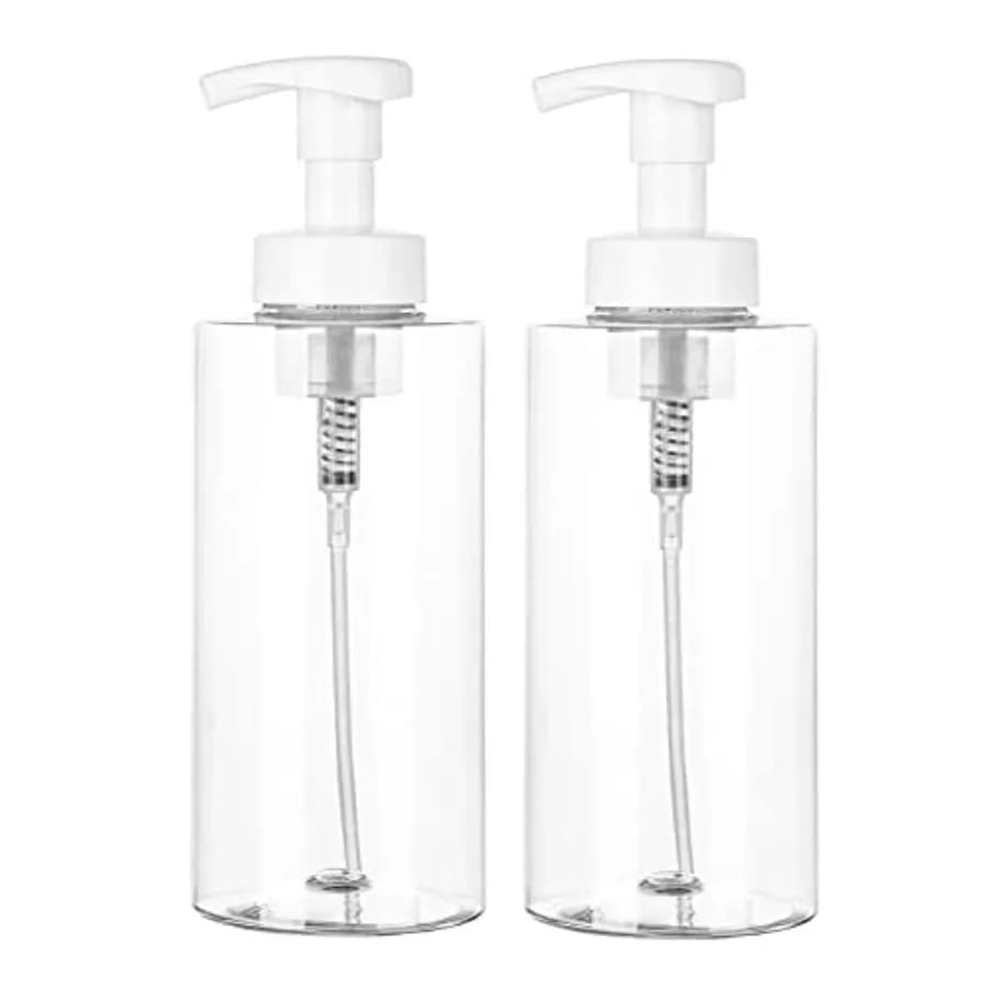 Foaming Soap Dispenser, 17 OZ Refillable Plastic Soap Pump Bottle for Liquid Soap, Shampoo, Body Wash, 2 Pcs