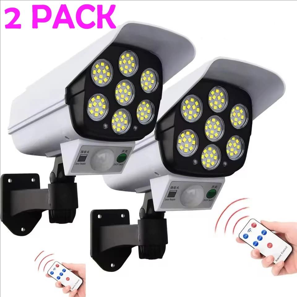 Solar lights with external motion sensor 2000 lumen 77 LED with remote control Fake security camera Monitoring Induction wall lamps