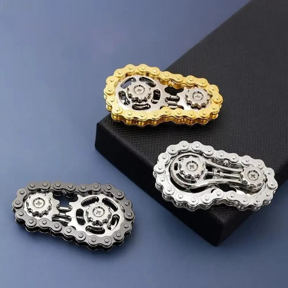 DTCTK Gyro Fidget Perni volanti con punta delle dita Spinner antistress Ansia Catene per bici in metallo EDC Spinner Fidget Borse per bambini adulti