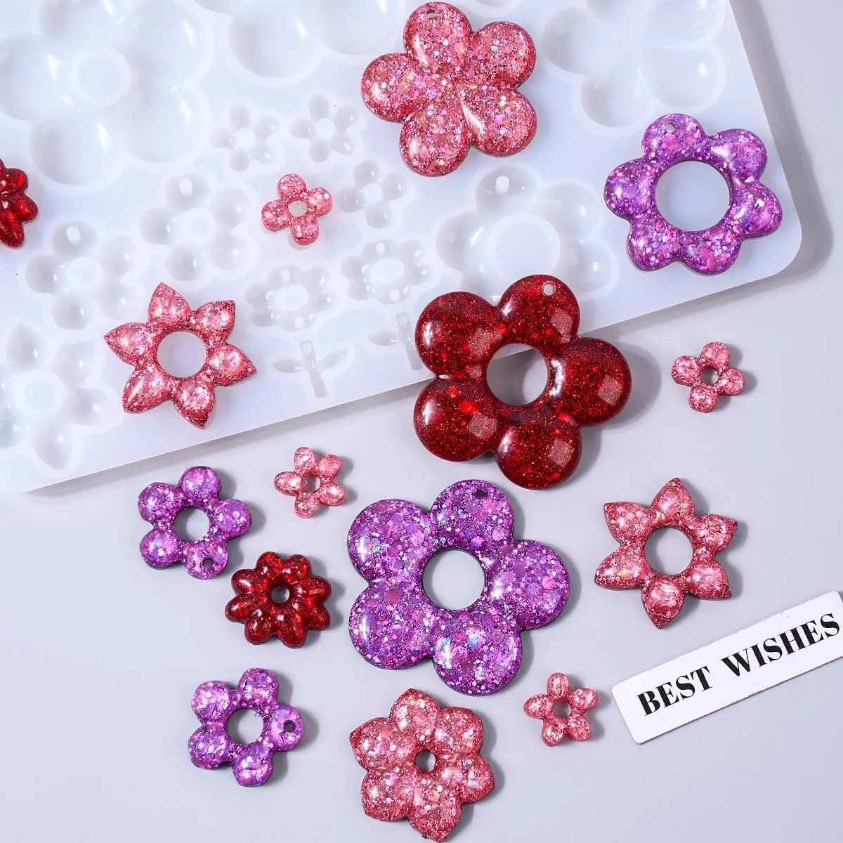 Stampo in silicone con ciondolo a forma di fiore cavo, collana in resina epossidica di cristallo fatta a mano fai da te, portachiavi, gioielli, regali artigianali, stampi per colata
