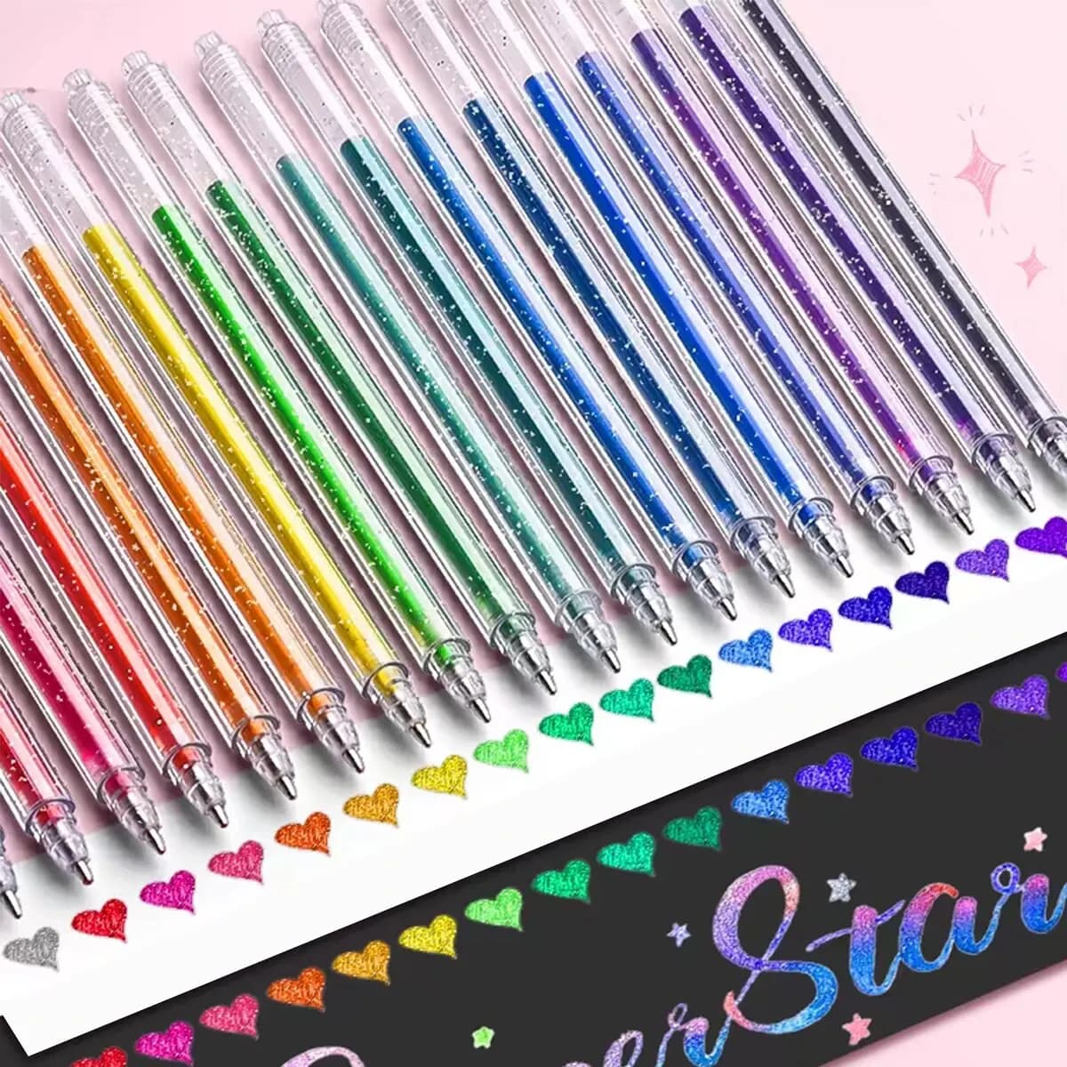 8/12/18 Colore Glitter Penna Gel 1.0mm Metallo Glitter Colore Penna a sfera Carta Cartoncino Diario Disegno Marcatura Colorazione Arte fai da te