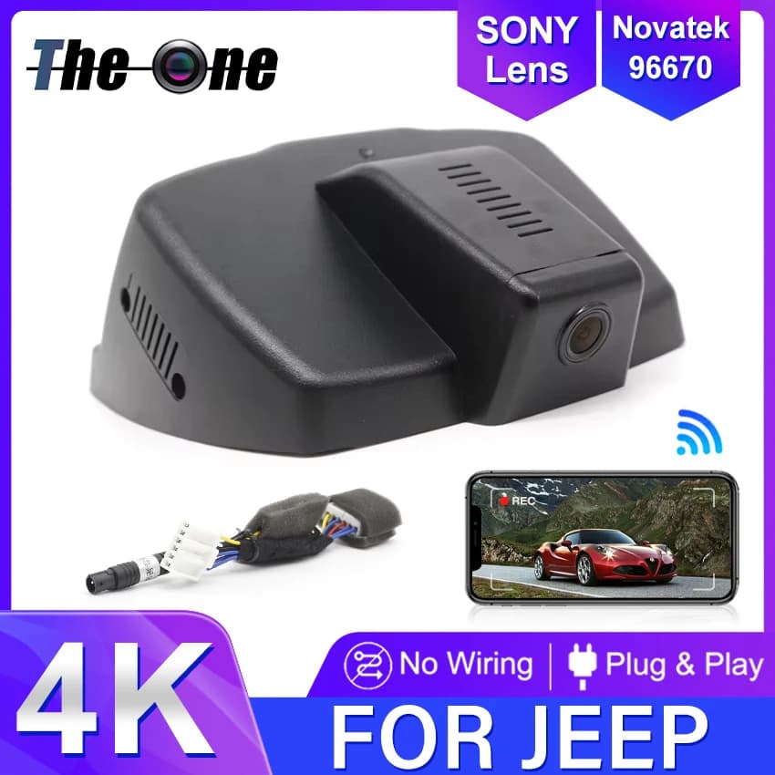 New! Dash Cam 4K WIFI for Jeep Renegade 2015-2024, Night Vision and Loop Registration, Plug & Play Installation, App Control, DVR for Cars