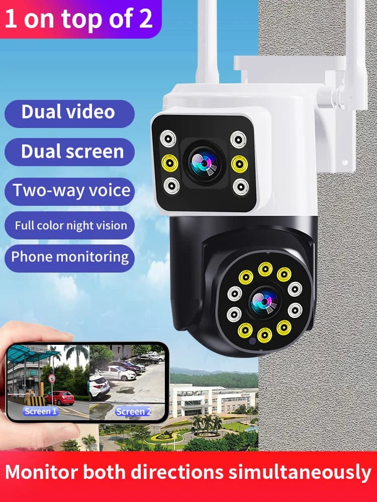4MP 390Eyes APP Dual Lens Full Color Wireless PTZ Interfono IP Dome Camera AI Rilevazione umanoide CCTV Baby Monitor TC193
