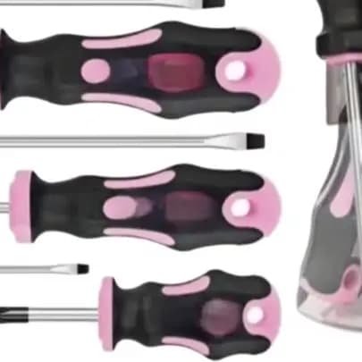 12pc Pink Magnetic Screwdriver Set Chromium Vanadium Steel With Ergonomic Rubber Handle Portable Storage Case For Home DIY Tools