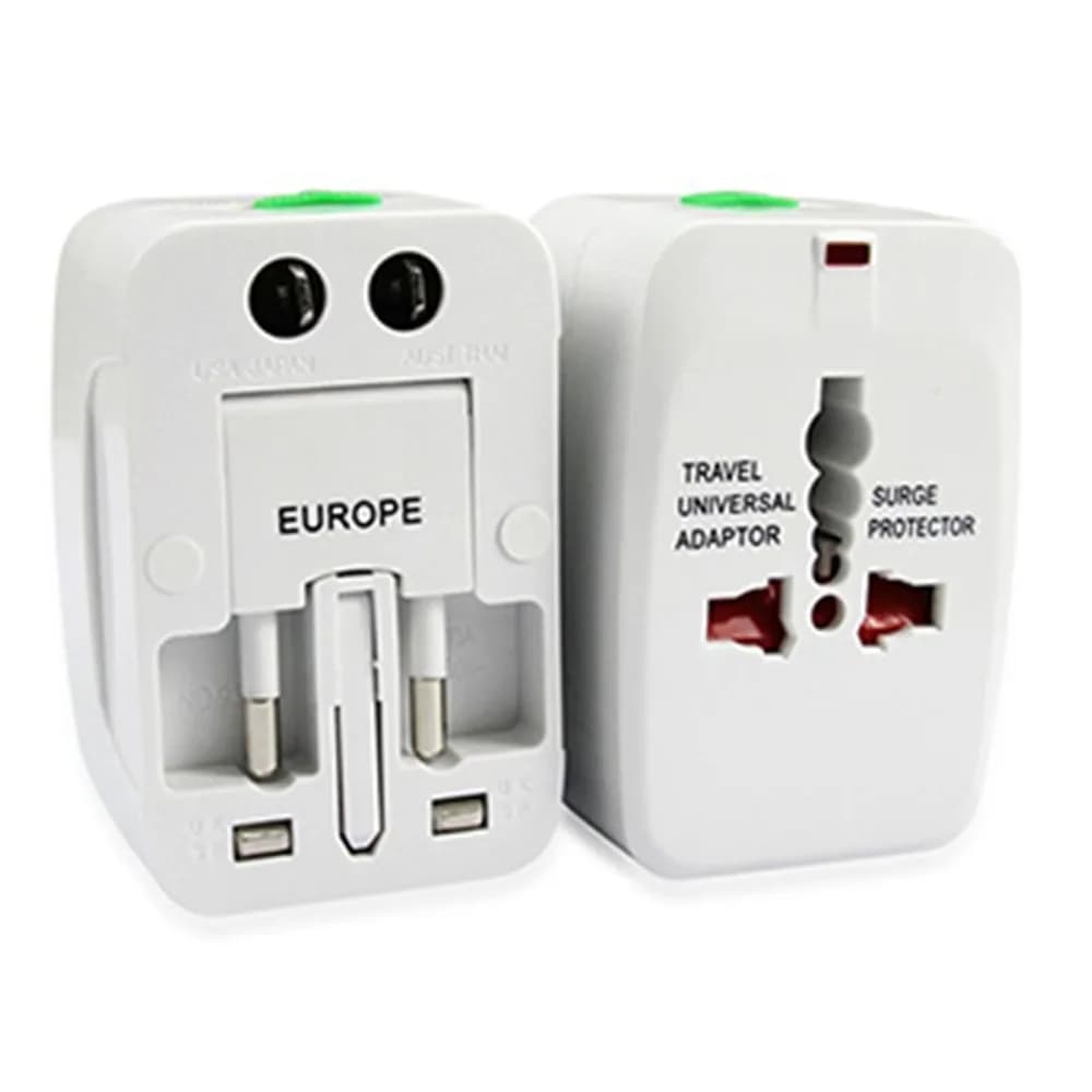 Adattatore universale da viaggio portatile 2 porte USB Adattatore spina internazionale da 1500 W Convertitore spina di ricarica compatta 100‐250 V
