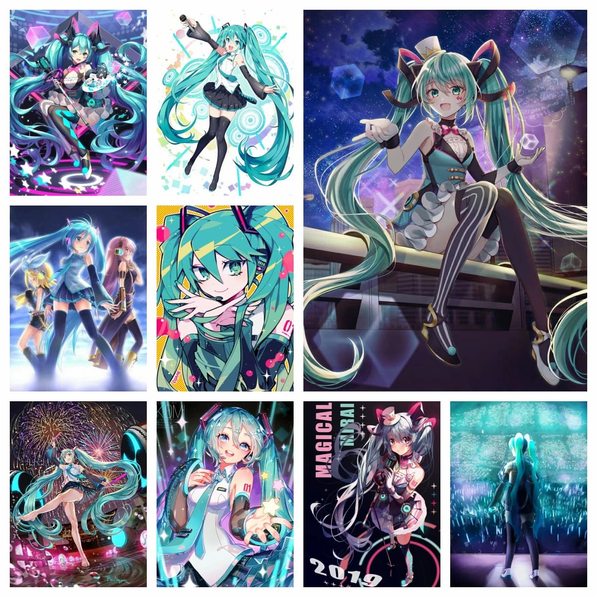 Ragazza del fumetto giapponese Miku 5D Kit di pittura diamante fai da te Punto croce Arte Mosaico Trapano completo Ricamo rotondo Decorazioni per la casa Regalo per bambini