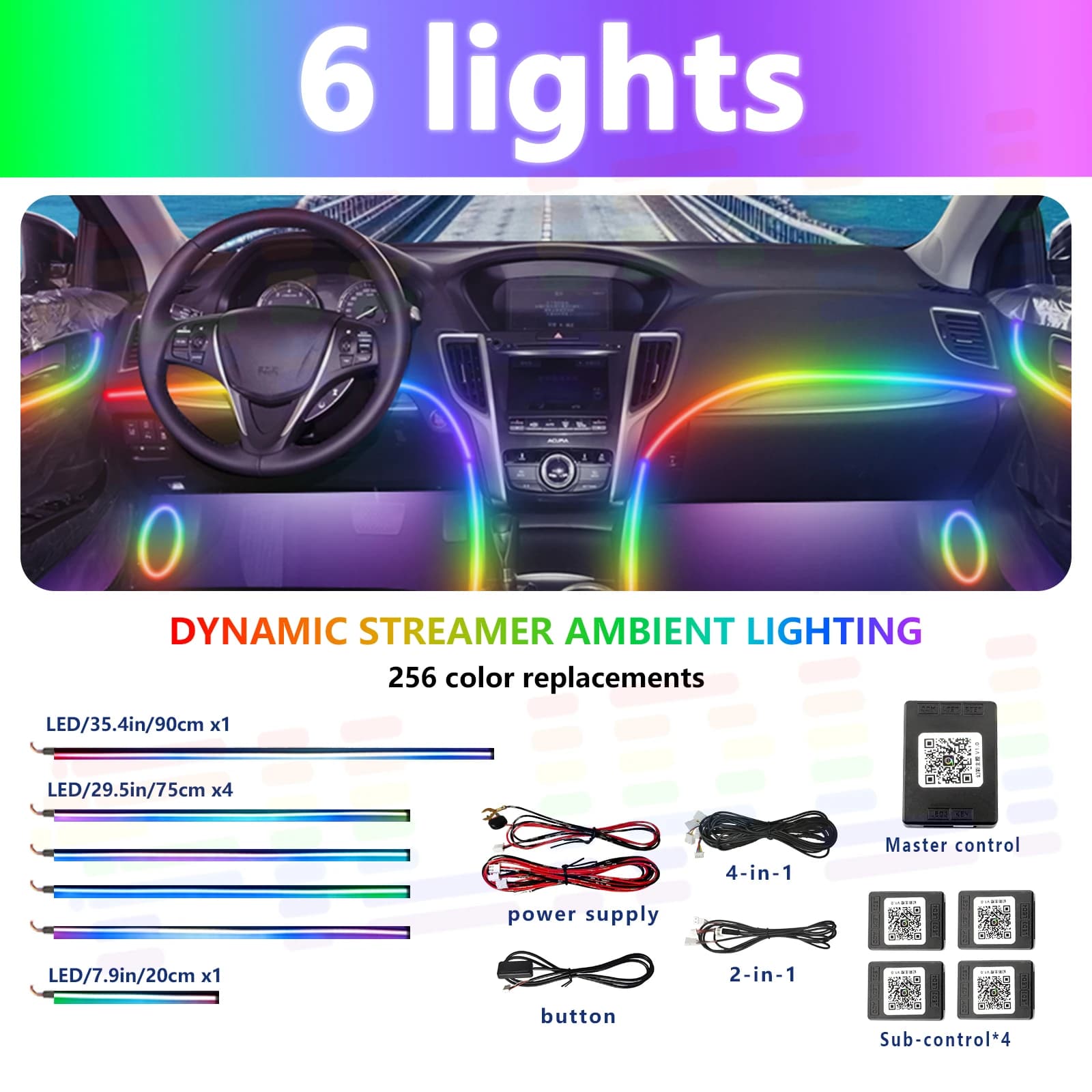Kit illuminazione ambientale per furgone SUV FILIPLI, striscia LED RGB da 5 m con adattatore 12 V e protezione fusibile (modelli 2020-2025)