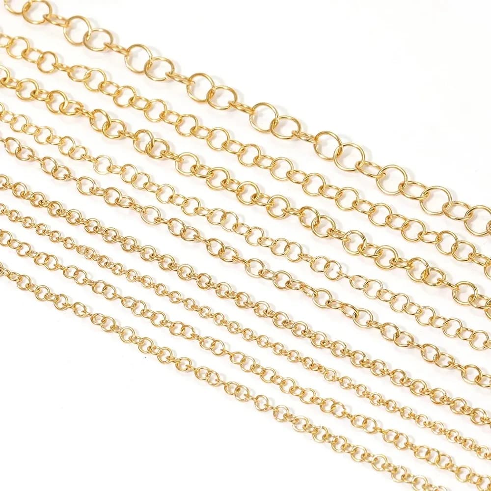 Catene O-ring con maglie a croce in acciaio inossidabile da 2 metri sfuse per gioielli di moda fai-da-te che realizzano forniture per braccialetti con collane in oro
