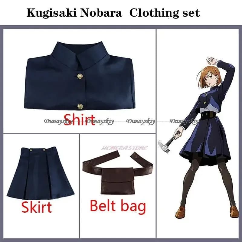 COSAnime JJK Kugisaki Nobara Cosplay Costume Set Wig Hammer Bag Belt Women Halloween Outfit Uniform