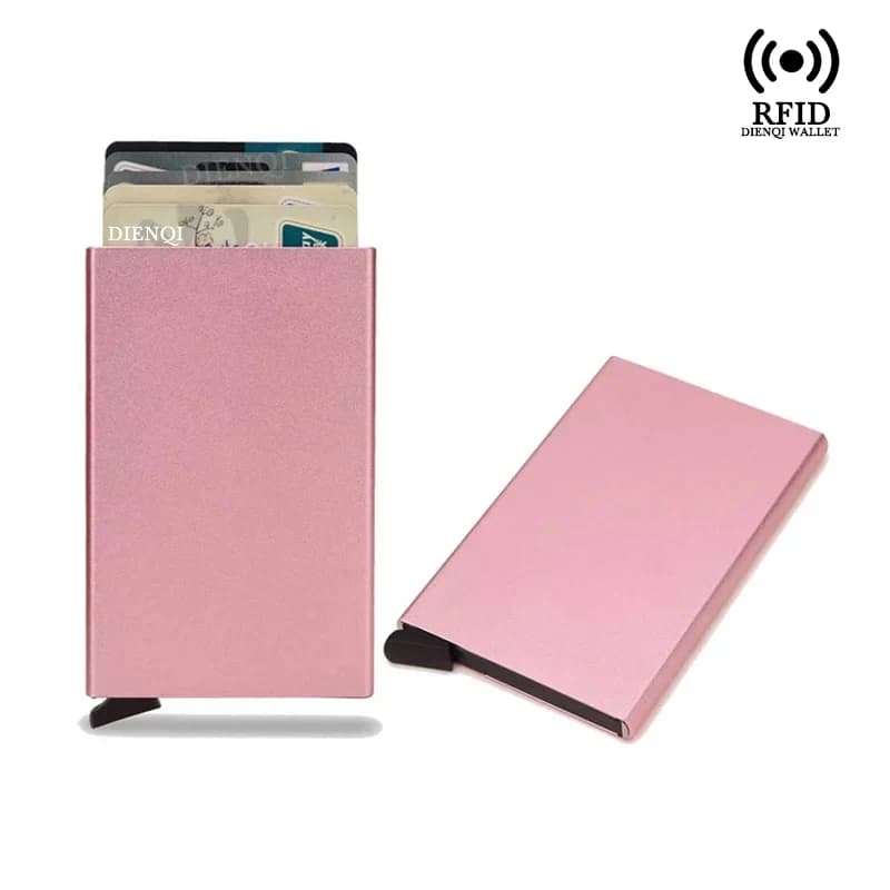Porta biglietti da visita da donna Portafoglio sottile Custodia pop-up Rfid in metallo Porta carte di credito bancarie per donna Uomo Porta Carte Credito