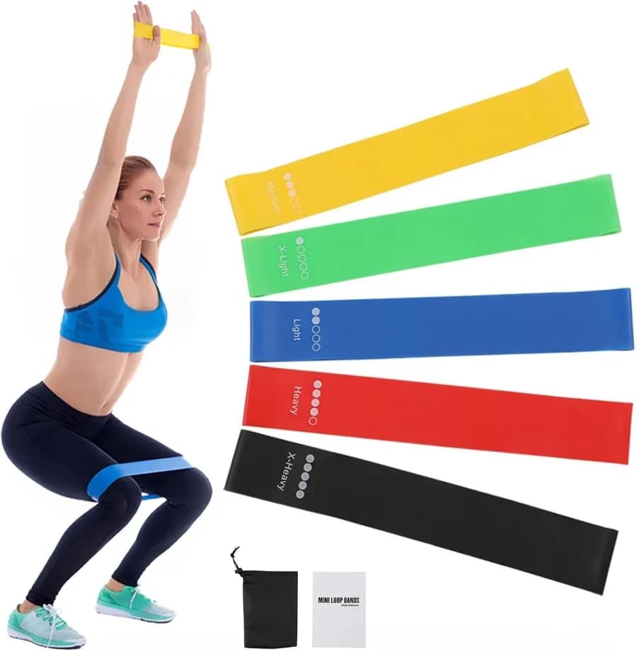 Set di 5 Fasce di Resistenza per Uomini e Donne | Fasce Elastiche a 5 Livelli per Palestra Domestica e Allenamento Completo del Corpo | Allenamento Glutei/Gambe