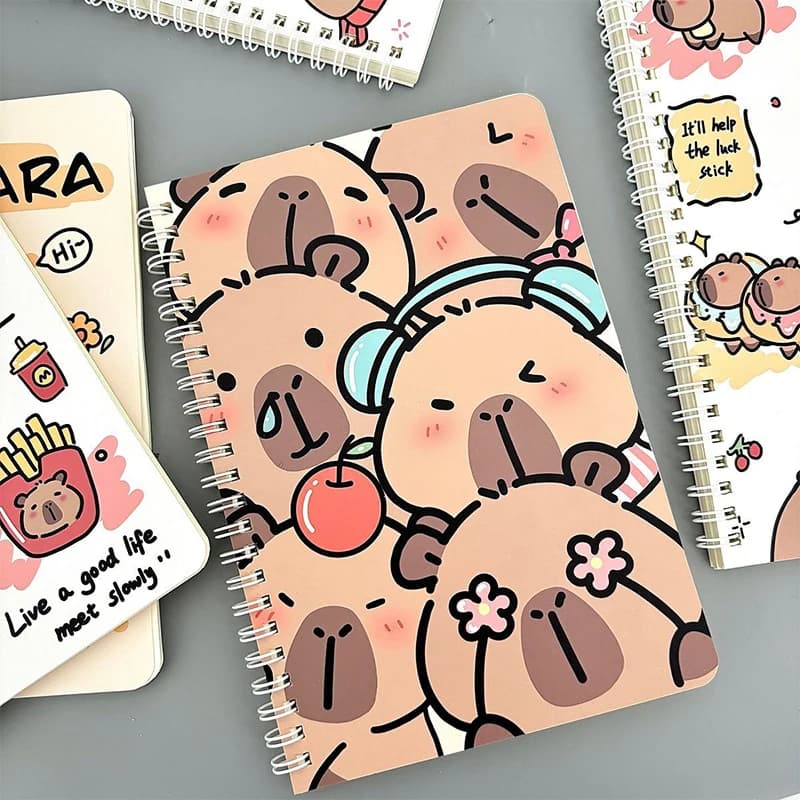 Cartone animato Kawaii capibara A5 quaderno a spirale quaderno carino blocco note diario forniture di cancelleria per la scuola
