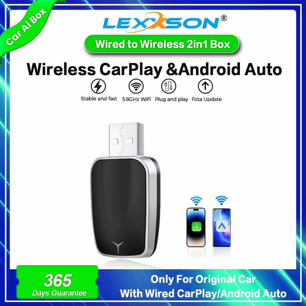 2025 New Wireless Android Auto Adapter Wired to Wireless Carplay Smart Box USB Plug and Play Online Upgrade WiFi Auto Connection