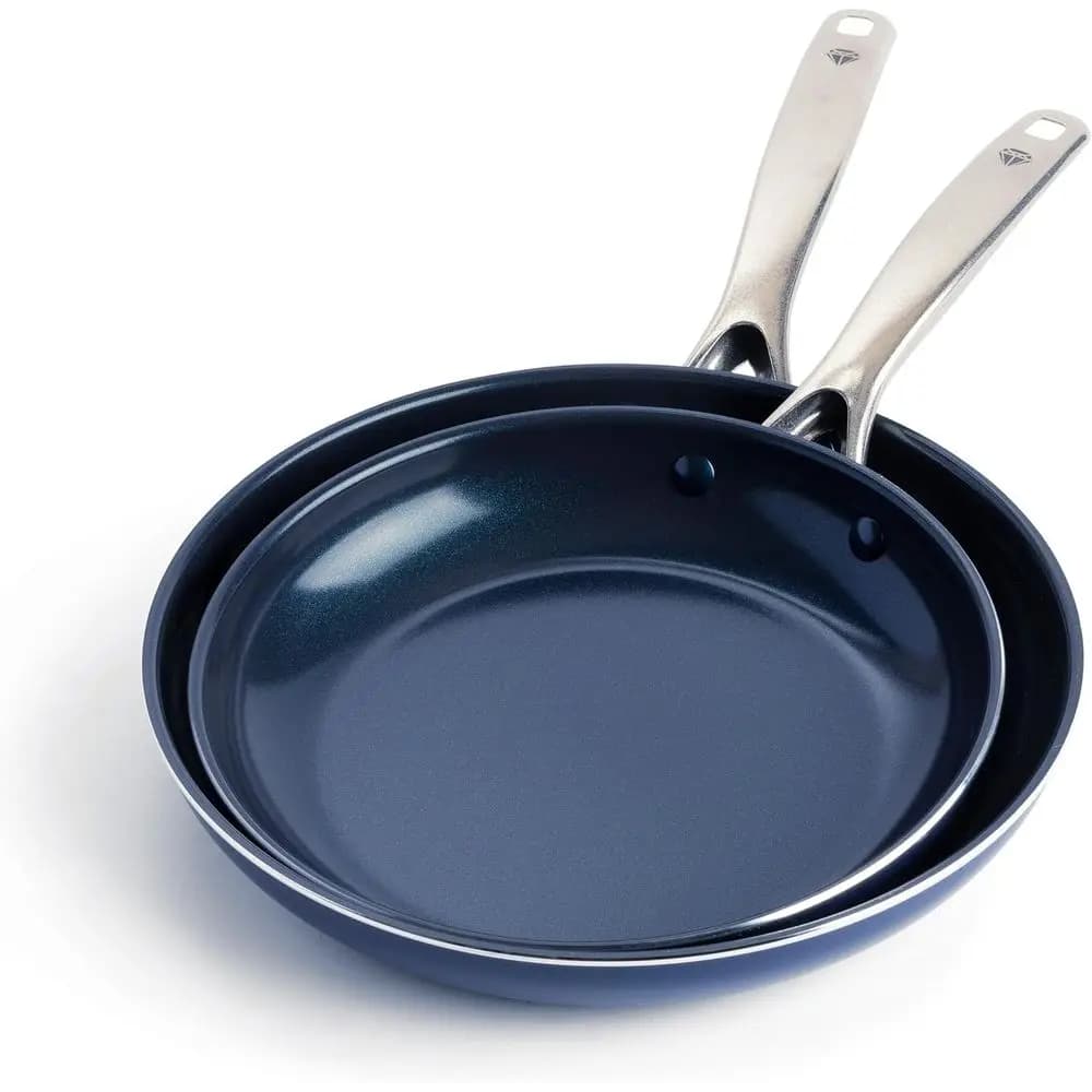 Set di padelle antiaderenti da 9,5 e 11 pollici, con rivestimento diamantato rinforzato PAS e POA, resistenti, atossiche, antigraffio, lavabili in lavastoviglie