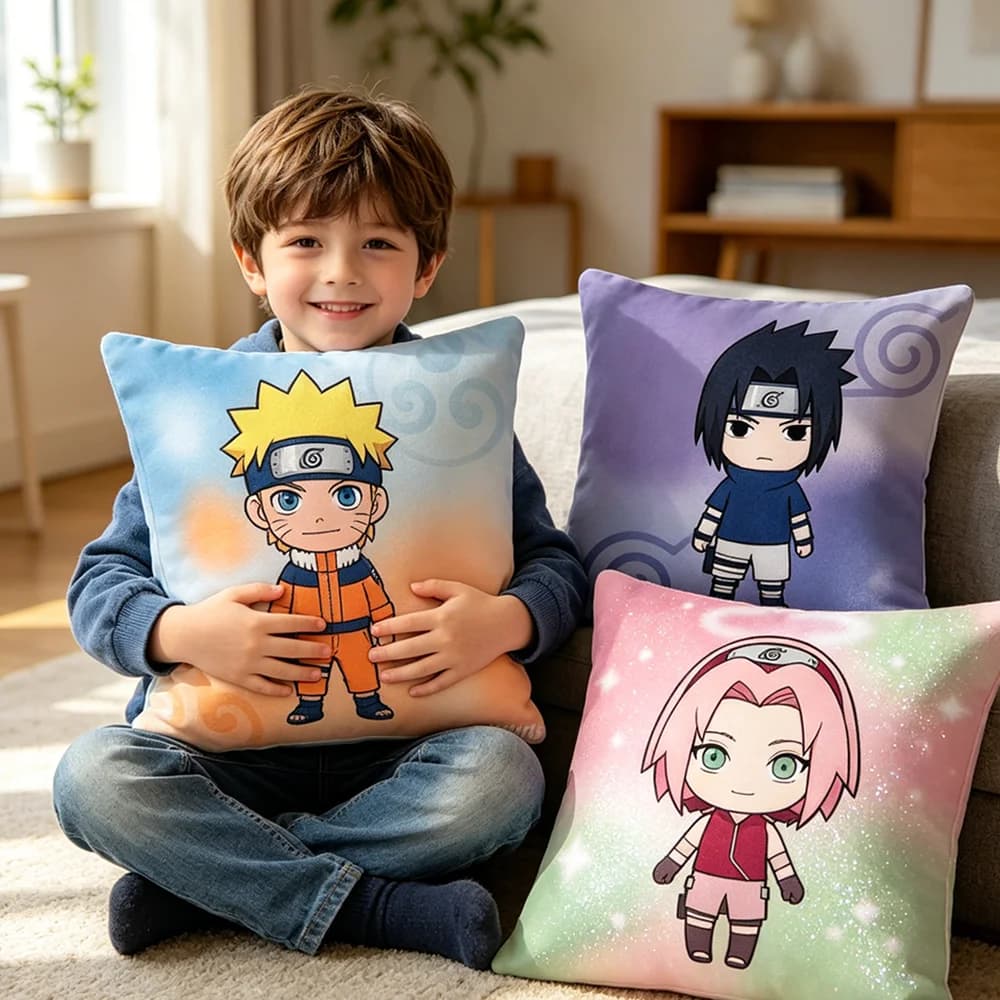 Fodera per cuscino decorativa Naruto Uzumaki alla moda, stampa ecologica a sublimazione, regalo aziendale per laurea, morbide fodere per cuscini da divano