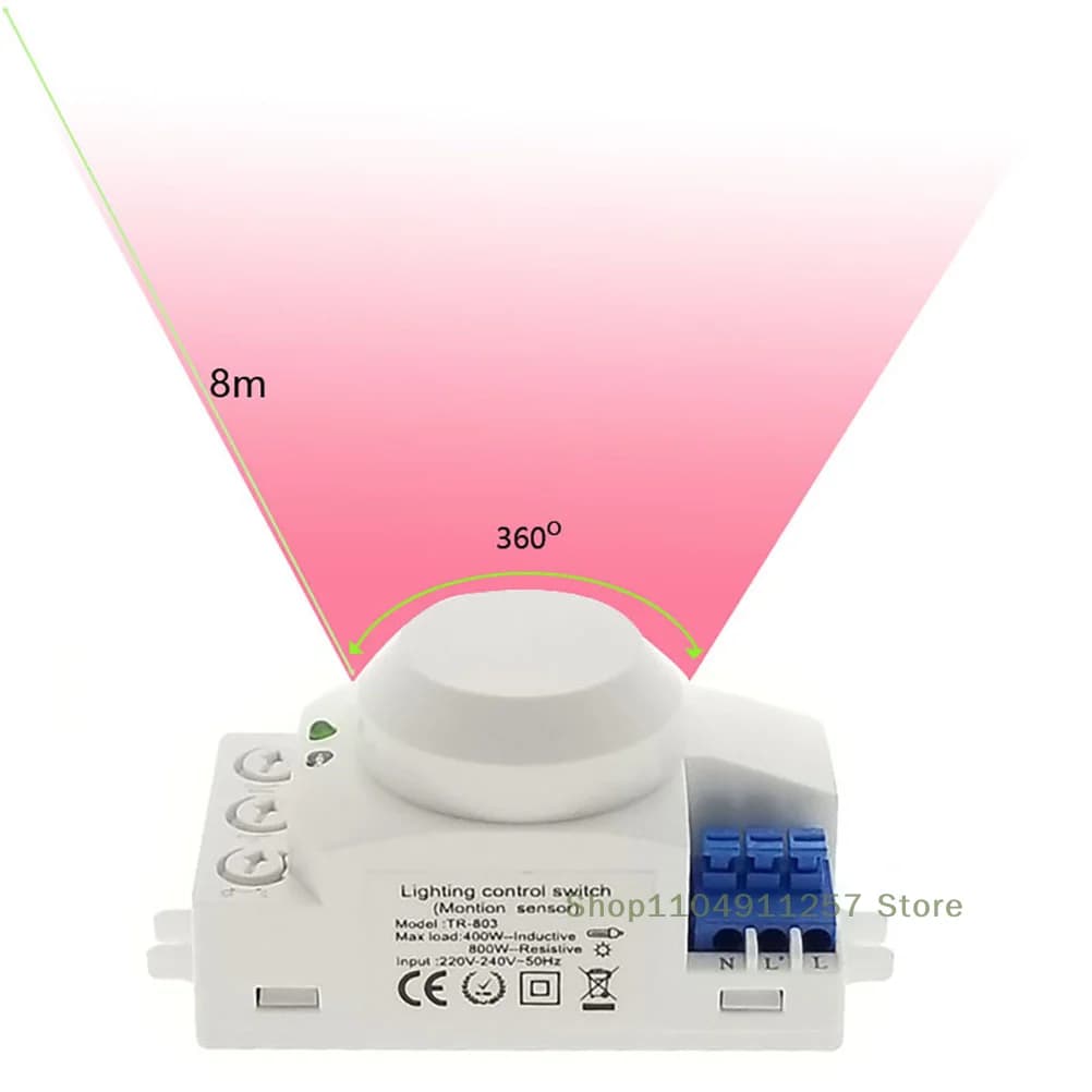 Interruttore sensore microonde 5,8 ghz HF 220 V LED Sensore corpo movimento radar da 360 gradi