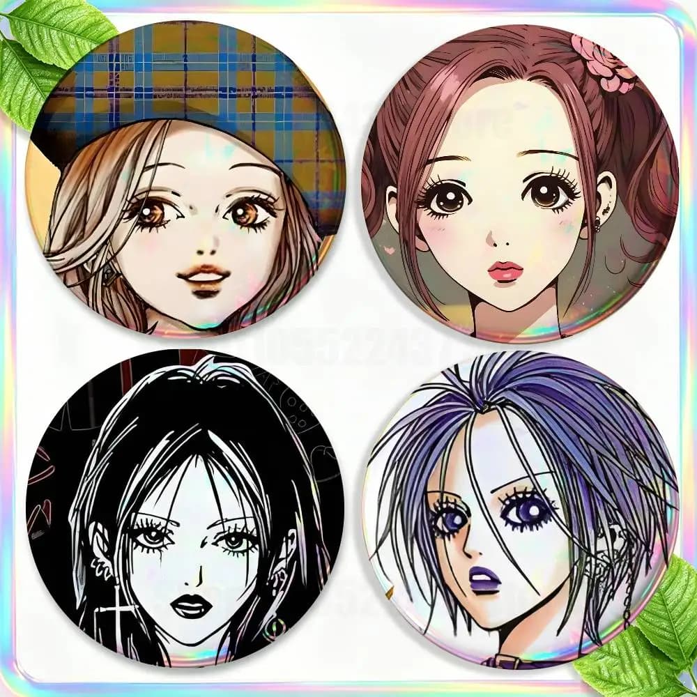 Set di 2 spille NANA Anime Osaki Komatsu, accessori per zaini, vestiti, gioielli, spilla rotonda, distintivo, regali da collezione per i fan