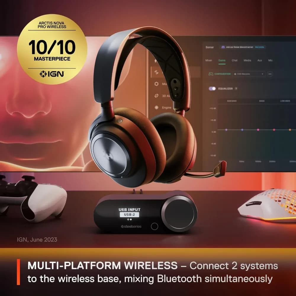 Wireless Gaming Headset with Hi-Fi Sound Active Noise Cancelling Microphone for PC PS5 PS4 Switch Mobile