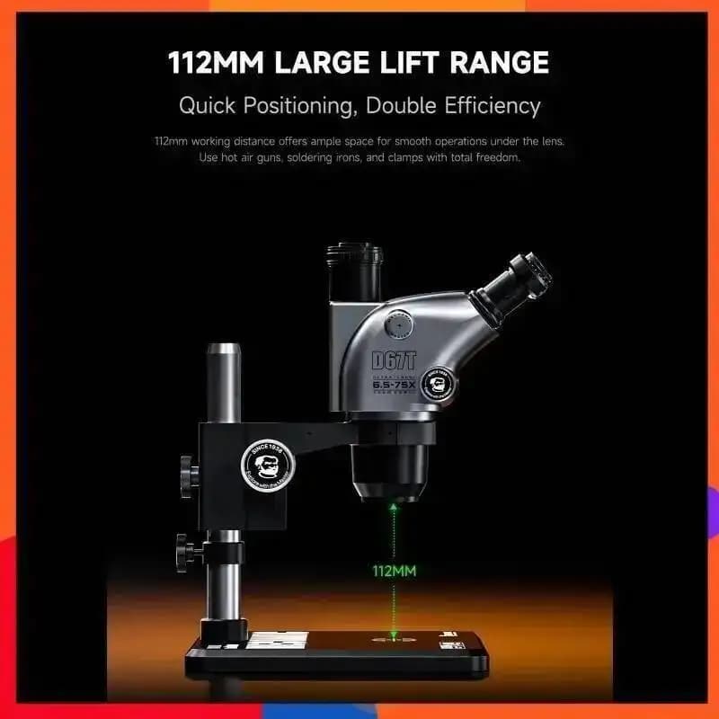 MECHANIC D67T Stereo Zoom Microscope 6.5X-75X Magnification WF10X25 Ultra Wide Angle Lens 320x260mm Base for Watchmaking Lab