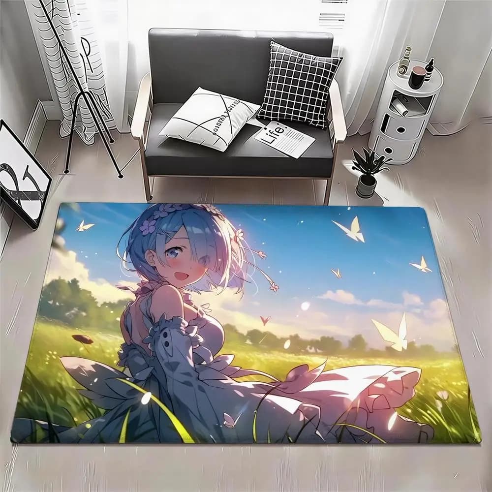 Tappetino Anime A-Re:Zero Eco - Tappetino in flanella antiscivolo inodore per interni, tappeto morbido in peluche corto per la casa
