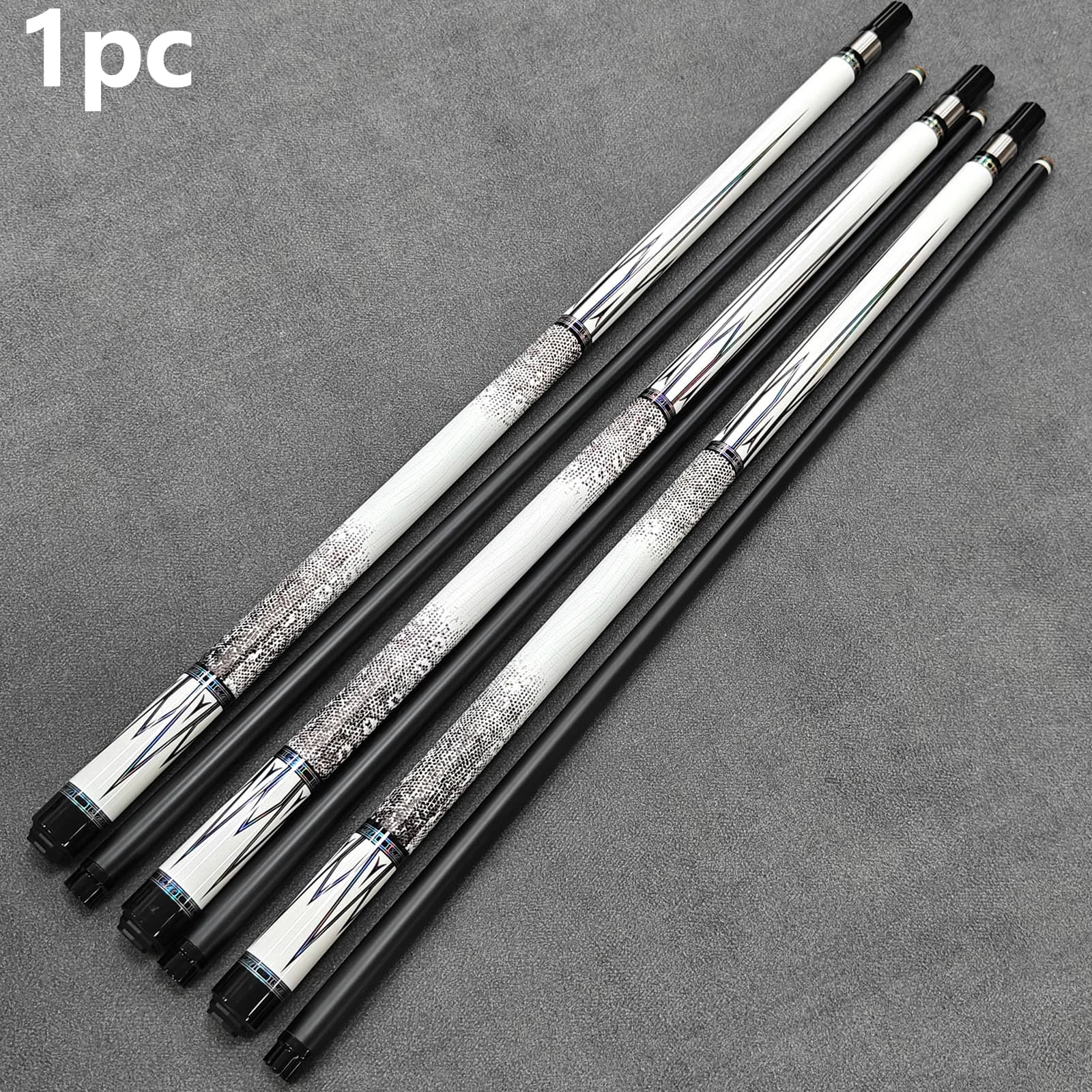 12.5mm Tip High-Tech Fiberglass Billiard Cue, Stylish Lizard Pattern Anti-Slip Wrap Grip Pool Stick